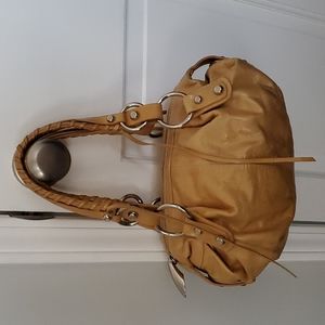 FRANCESCO BIASIA Vintage Leather Handbag in Mustard w/Silver Hardware